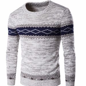 Men’s gray and blue sweater fashionable